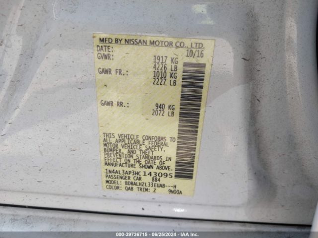 1N4AL3AP3HC143095 Nissan Altima 2.5 Sr