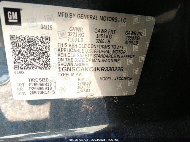 Chevrolet Tahoe Ls 2019 1GNSCAKC4KR330226 Image 9