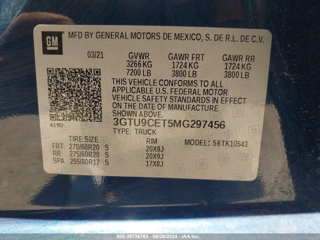 GMC Sierra 1500 4wd  Short Box Elevation 2021 3GTU9CET5MG297456 Image 9