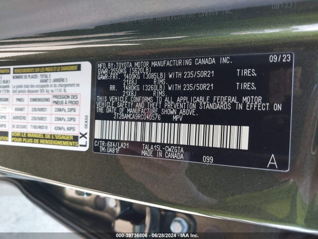 2T2BAMCA9RC040576 Lexus Rx 350 Luxury