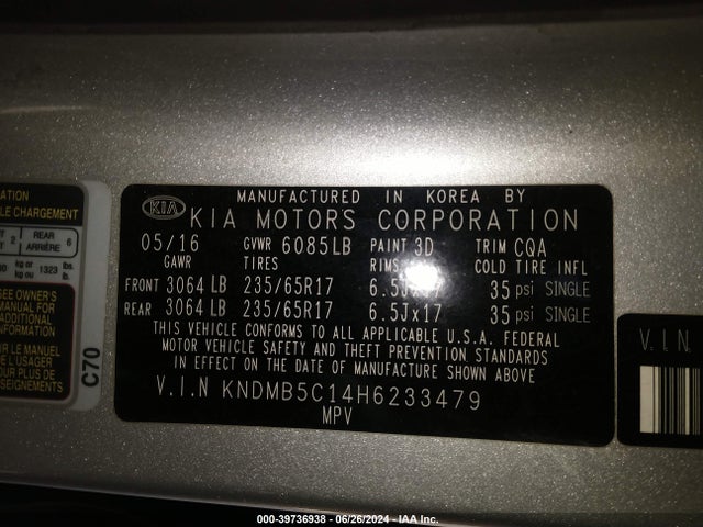 KIA SEDONA LX 2017 KNDMB5C14H6233479 Image 9