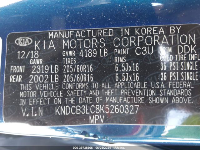KNDCB3LC8K5260327 KIA NIRO LX