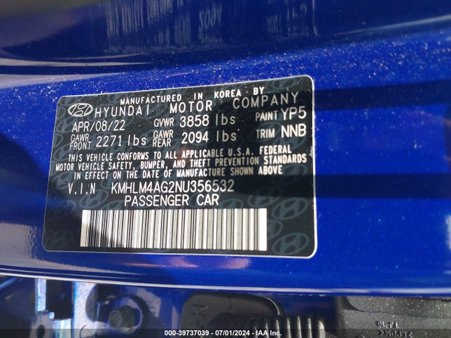 Hyundai ELANTRA SEL 2022 KMHLM4AG2NU356532 Image 9