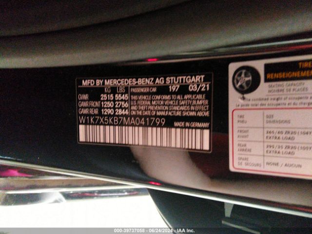 W1K7X5KB7MA041799 Mercedes-Benz Amg Gt 43 4-door Coupe