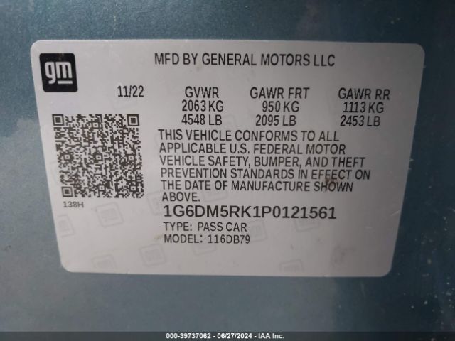 1G6DM5RK1P0121561 Cadillac CT5 LUXURY
