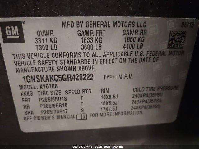 Chevrolet Tahoe Ls 2016 1GNSKAKC5GR420222 Image 9
