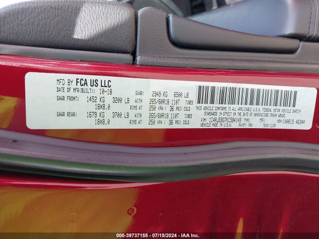 1C4RJEBG7KC584149 Jeep Grand Cherokee Limited 4x2