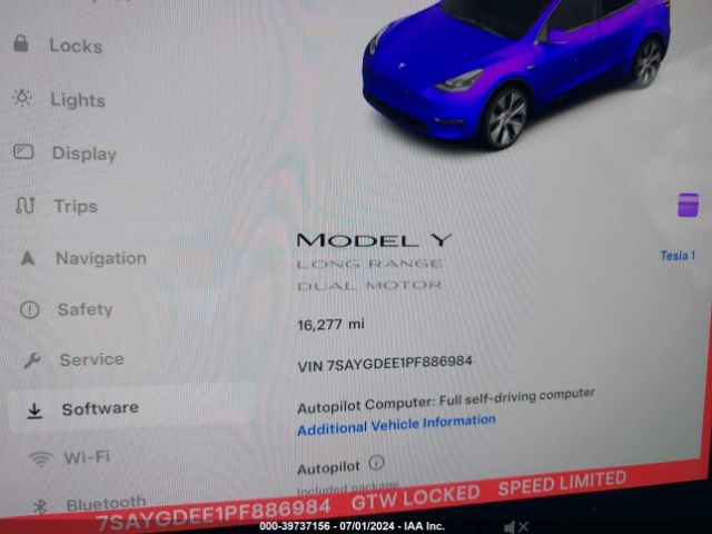 7SAYGDEE1PF886984 Tesla Model Y
