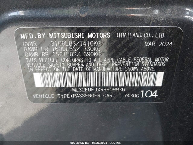 2024 MITSUBISHI MIRAGE G4 ML32FUFJXRHF09936 Photo 8