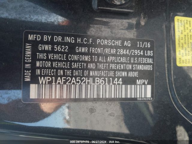 WP1AF2A52HLB61144 Porsche Macan Turbo
