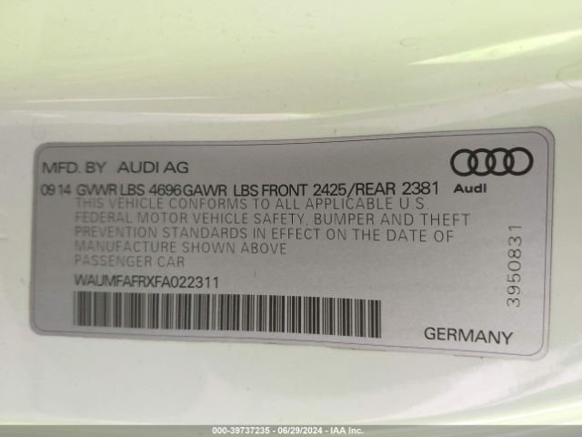 WAUMFAFRXFA022311 Audi A5 2.0t Premium