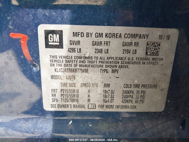 KL4CJASB6KB779498 Buick Encore Fwd Preferred