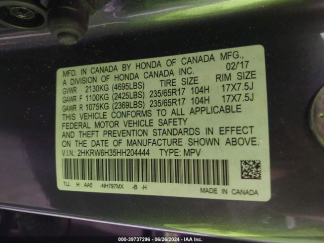 2HKRW6H35HH204444 Honda CR-V LX