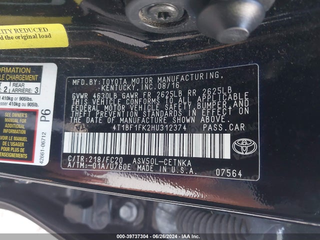 Toyota CAMRY LE 2017 4T1BF1FK2HU312374 Image 9
