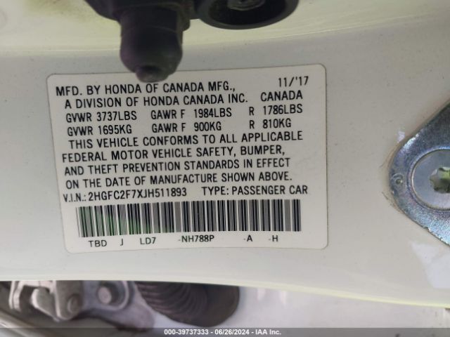 2HGFC2F7XJH511893 Honda CIVIC EX