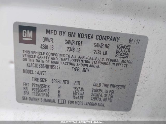 KL4CJDSB6HB185147 Buick Encore Premium