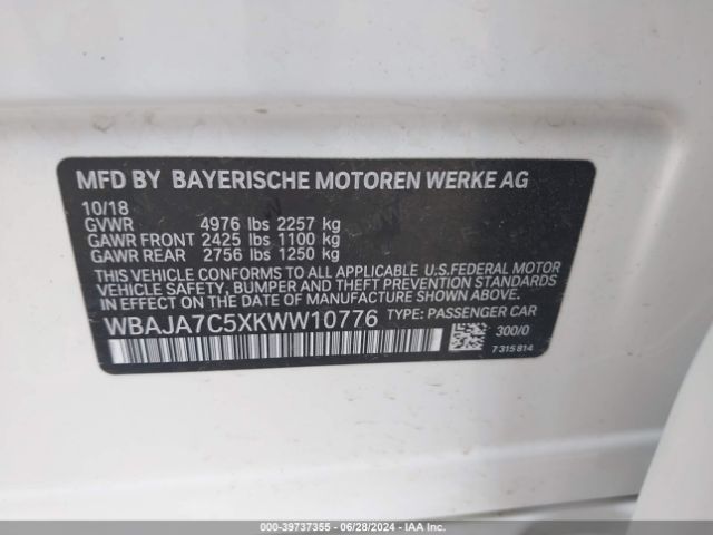WBAJA7C5XKWW10776 BMW 530i Xdrive