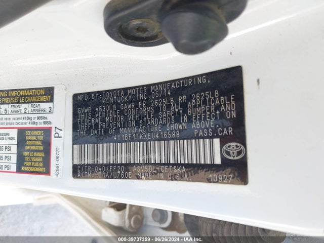 Toyota CAMRY SE 2014 4T1BF1FKXEU416588 Image 9