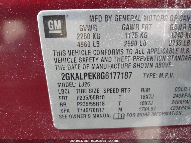 GMC Terrain Slt 2016 2GKALPEK8G6177187 Image 9