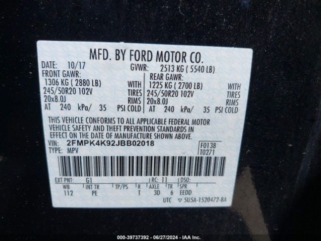 2018 FORD EDGE 2FMPK4K92JBB02018 Photo 8