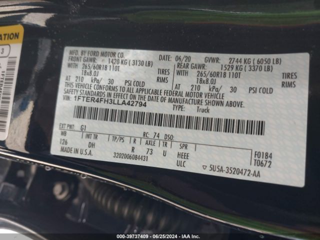 1FTER4FH3LLA42794 Ford Ranger Lariat
