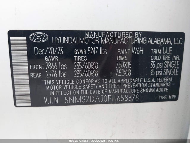 Hyundai Santa Fe Sel 2023 5NMS2DAJ0PH658378 Image 9