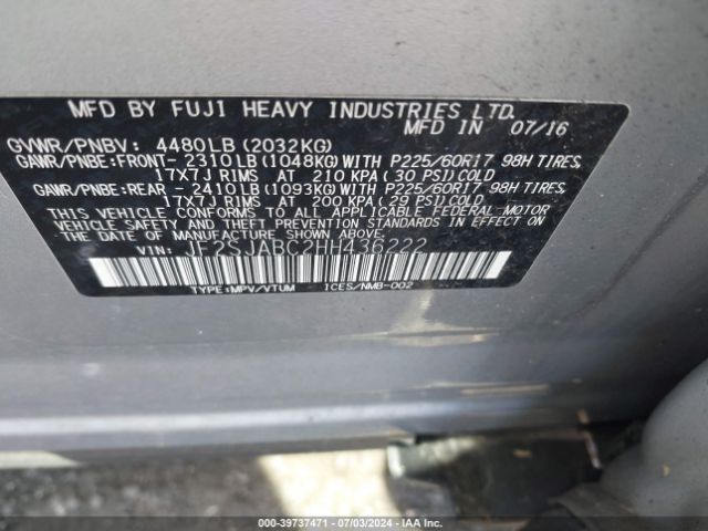 JF2SJABC2HH436222 Subaru Forester 2.5i