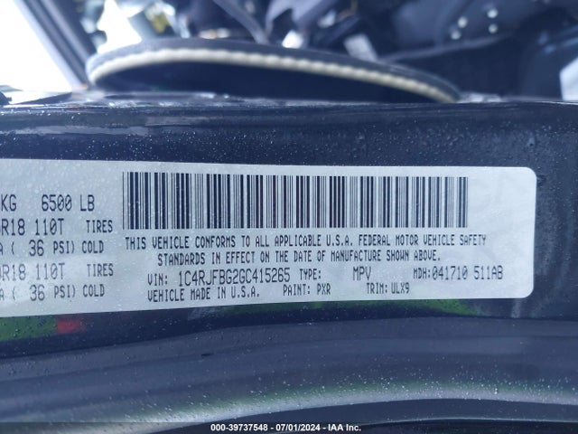 Jeep Grand Cherokee Limited 2016 1C4RJFBG2GC415265 Image 9