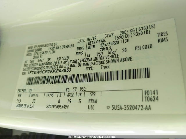 Ford F-150 Xl 2019 1FTEW1CP3KKE03853 Image 9