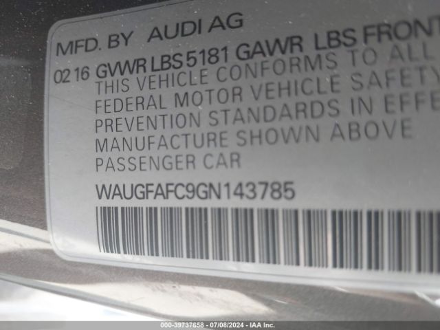 WAUGFAFC9GN143785 Audi A6 2.0t Premium Plus