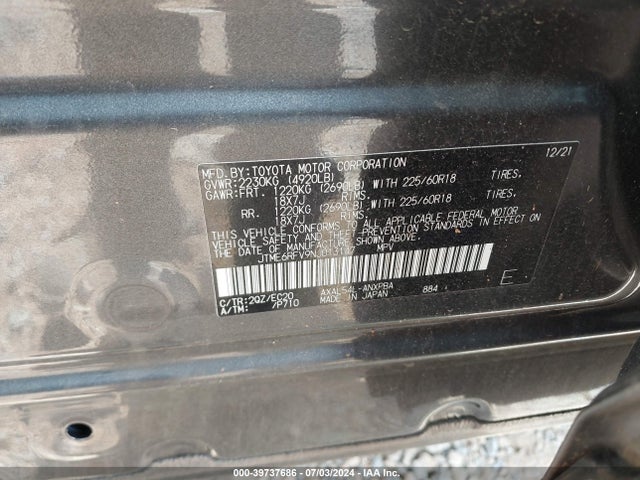 JTME6RFV9NJ013147 Toyota Rav4 Hybrid Xse