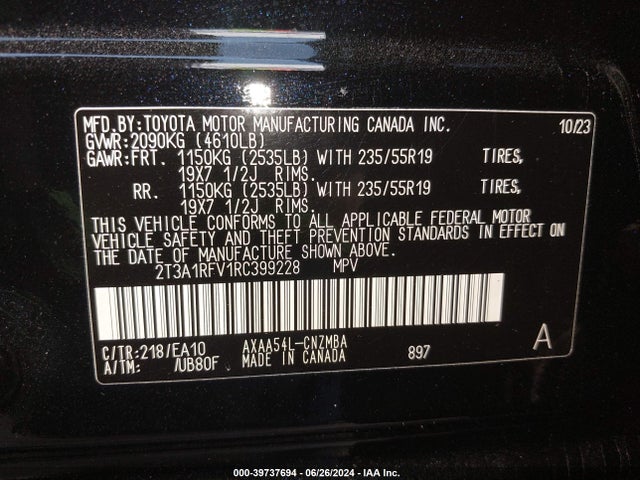 Toyota Rav4 Xle Premium 2024 2T3A1RFV1RC399228 Image 9