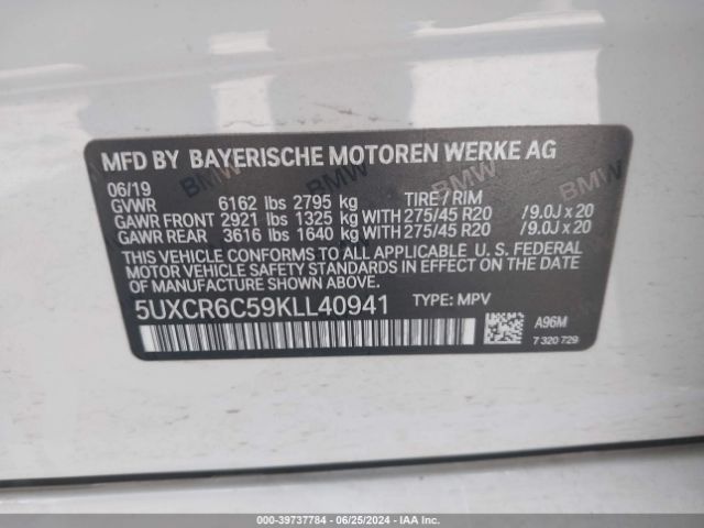 5UXCR6C59KLL40941 BMW X5 Xdrive40i