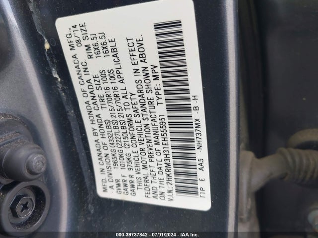 Honda CR-V LX 2014 2HKRM3H31EH555951 Image 9