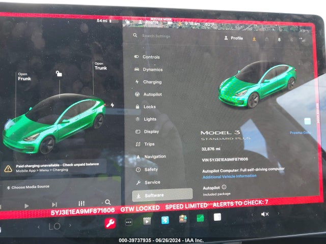 5YJ3E1EA9MF871606 Tesla Model 3 Standard Range Plus Rear-wheel Drive