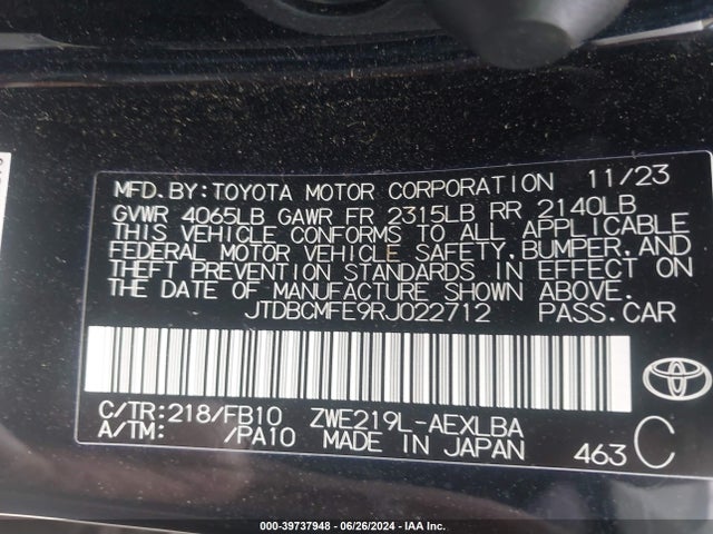 Toyota Corolla Hybrid Le 2024 JTDBCMFE9RJ022712 Image 9