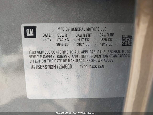 Chevrolet Cruze Lt Auto 2017 1G1BE5SM3H7264560 Image 9