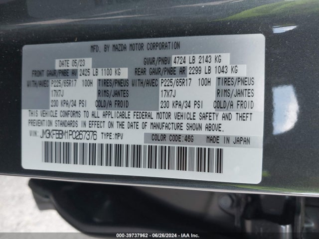 JM3KFBBM1P0267376 Mazda Cx-5 2.5 S Select