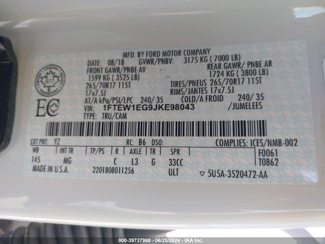 Ford F-150 Xlt 2018 1FTEW1EG9JKE98043 Image 9