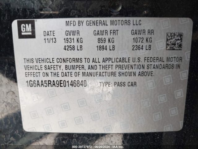1G6AA5RA9E0146840 Cadillac Ats Standard