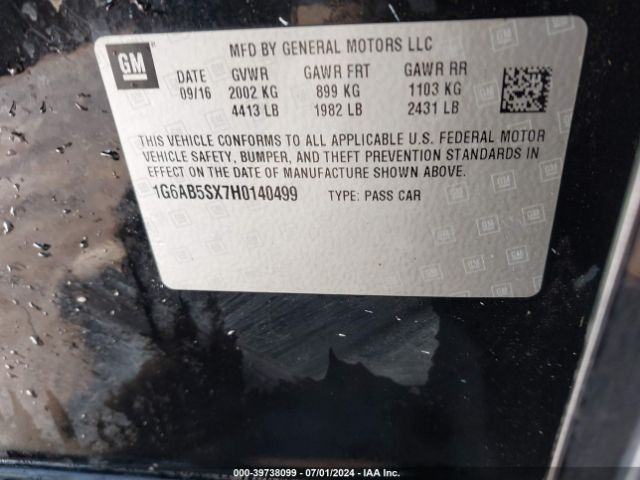 1G6AB5SX7H0140499 Cadillac ATS LUXURY
