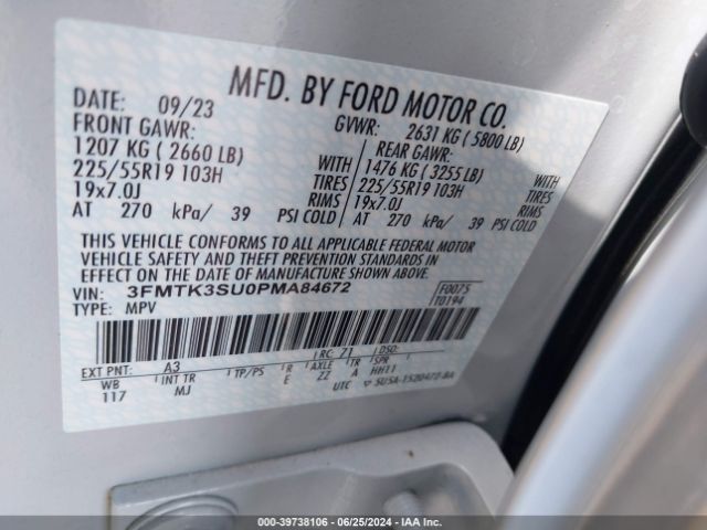 3FMTK3SU0PMA84672 Ford Mustang Mach-e Premium