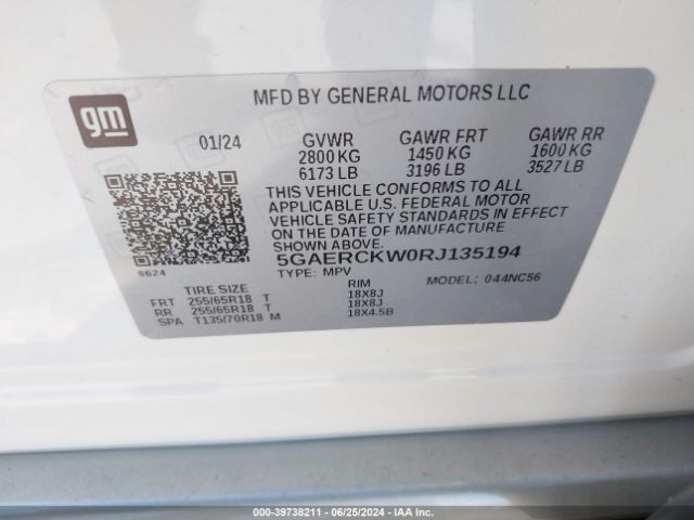 5GAERCKW0RJ135194 Buick Enclave Premium Fwd