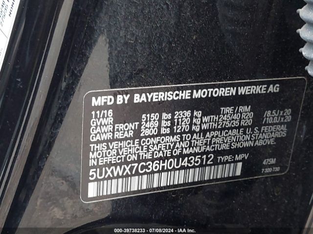 5UXWX7C36H0U43512 BMW X3 Xdrive35i