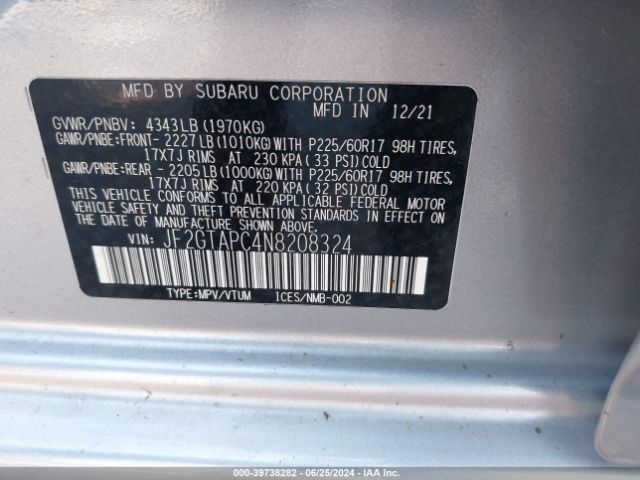 JF2GTAPC4N8208324 Subaru Crosstrek Premium