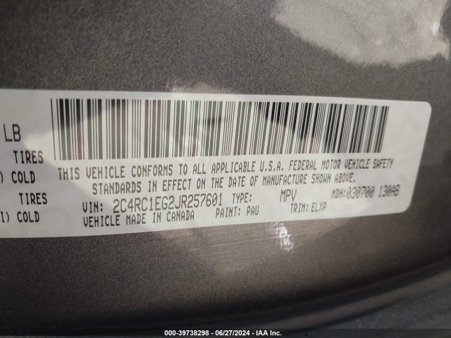 2C4RC1EG2JR257601 Chrysler Pacifica Touring L Plus