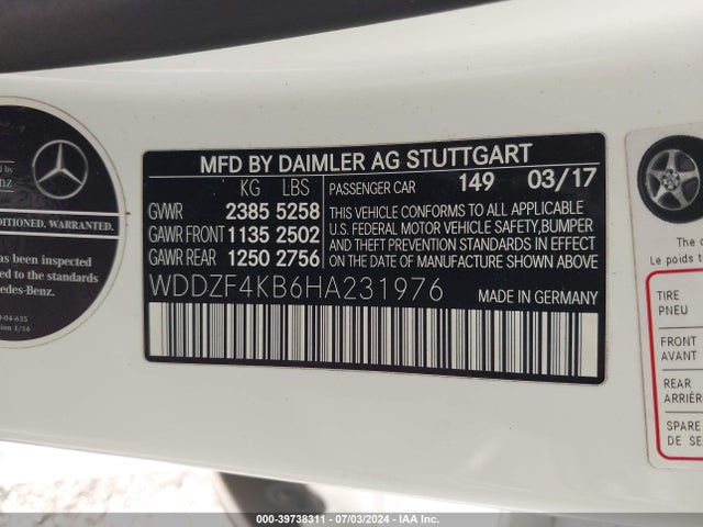WDDZF4KB6HA231976 Mercedes-Benz E 300 4matic