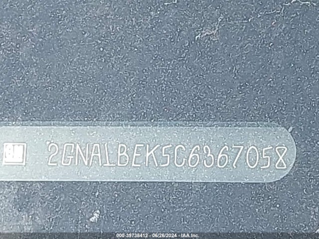 39738412 :رقم المزاد ، 2GNALBEK5C6367058 vin ، 2012 Chevrolet Equinox Ls مزاد بيع