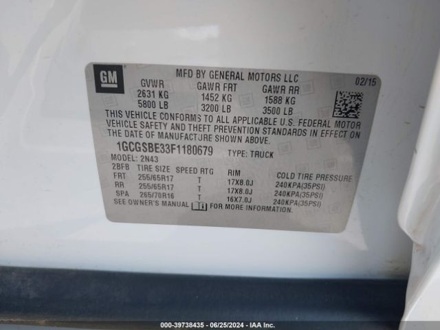 1GCGSBE33F1180679 Chevrolet Colorado Lt
