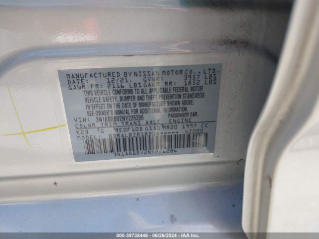3N1AB8BV2NY226286 Nissan Sentra S Xtronic Cvt